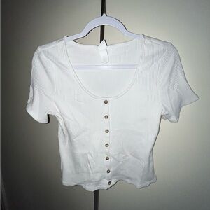 H&M White Fitted Cropped Shirt